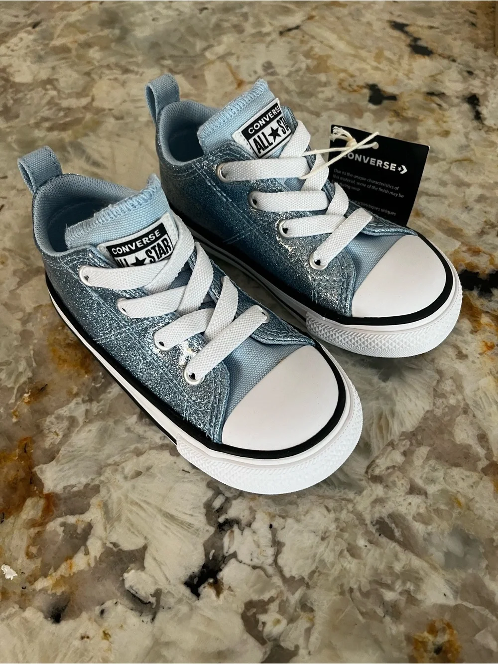 Converse Kids' Light Blue Glitter Low-Top Sneakers